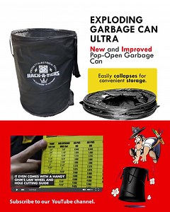 The Exploding Garbage Can Ultra is our new and improved pop-open garbage can. It utilizes the same and reliable features of the Classic Exploding Garbage Can that you know and love, but now features a reinforced hard bottom for increased durability. Perfect for any job and also a great companion for camping, tailgating, landscaping, and so much more. Learn more: https://www.rack-a-tiers.com/product/exploding-garbage-can-ultra/ | Rack-A-Tiers Mfg.