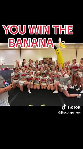 JHS cheer took home the banana night 1 of UCA cheer camp 🍌❤️👏🏼 #spirit #banana #UCA #cheer #cheercamp #camp2033 #Jwhat