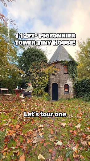 What do you think of this micro 112-sqft pigeonnier turned into a 2-story tiny house? 🏰 This micro space is far too small for full-time living (for me at least), but it's one of the most unique tiny homes that I've ever stayed in! Pigeonnier's were once considered status symbols of French & Belgian nobility, so having one of these in your backyard to house your pigeons would mean you were very wealthy! Inside, there is a small living room with a couch & folding table, a kitchenette with a 2-bur