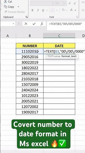 Convert number to date format in ms excel 🔥✅ #excel #exceltips #exceltutorial #exceltricks #fypp