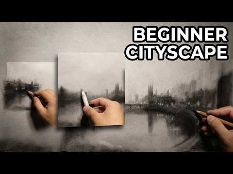Step by Step Charcoal Cityscape Drawing for Beginners