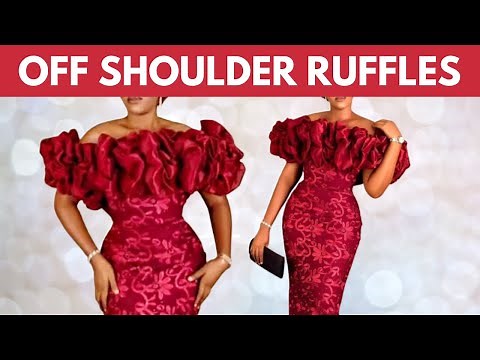 OFF SHOULDER RUFFLES DRESS TUTORIAL | How To Make Off Shoulder Exaggerated Organza Ruffles | Silem