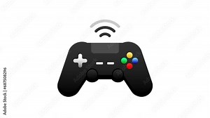 Wireless joystick controller animation, transparent background, alpha channel included.