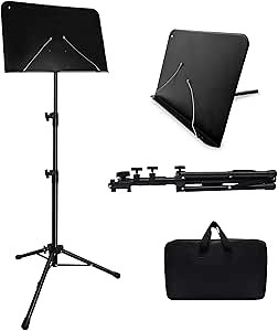 57IN Sheet Music Stand, Tall Music Stand for Sheet Music High Stability, Adjustable Portable Music Sheet Stand with Carrying Bag for Guitar, Violin, Ukulele (33-57IN-A)