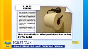 A woman has called out her husband for spending FOUR HOURS on the toilet scrolling through his phone. Tag someone who needs to see this! #TodayExtra | TODAY