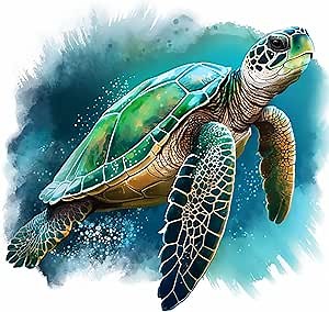 SKRYUIE 5D Diamond Painting Sea Turtles Full Drill by Number Kits, DIY Rhinestone Pasted Paint with Diamond Set Arts Craft Decorations (12x12inch) a005