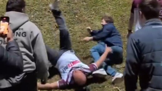 Crazy footage of ‘Run It Straight’ challenge after Manly game