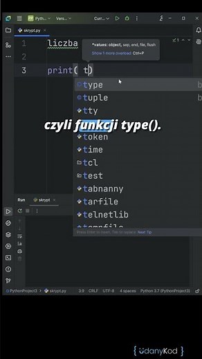 🐍💻 Python w 60 sekund: Jak Sprawdzić Typ Zmiennej Za Pomocą Funkcji type() 💻🔥