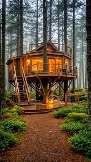 Luxury Treehouse Build in the Forest | Amazing Cabin Transformation 🌲🏡