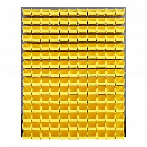 Quantum 48" x 61" Gray Steel Louvered Panel with (165) 7 3/8" x 4 1/8" x 3" Yellow Bins QLP-4861-220-165YL