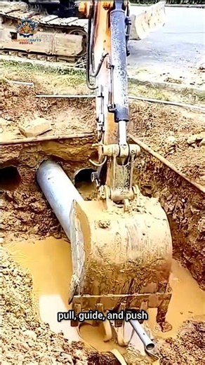 Excavator Pipe Placement — Skilled Operator at Work 🚧⚙️