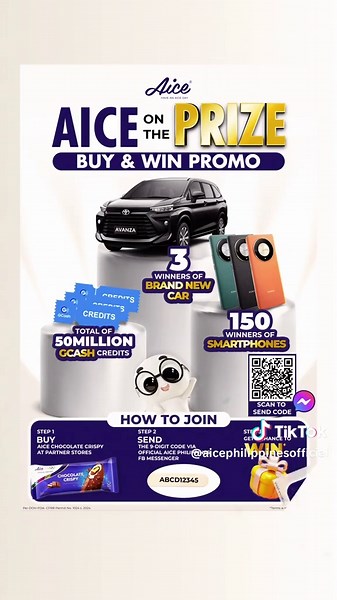 Search no more! 😎 Buy Aice Chocolate Crispy at any partner stores and look for the unique promo code on the popsicle stick 👀 Submit your promo codes via the official Aice Philippines Messenger until December 31, 2024 and get a chance to win exciting prizes! 🎉 Get your Aice on the Prize! Join now! DOH-FDA-CFRR Permit No. 1024 s. 2024#JeitoNu