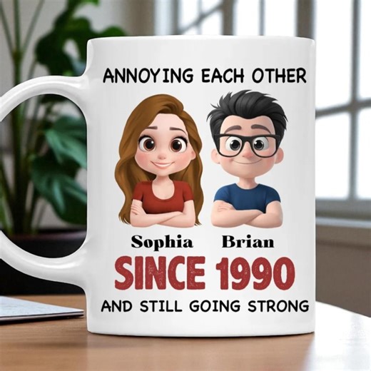 Personalized Anniversary Mug – Funny Couple Cartoon Gift - Etsy UK
