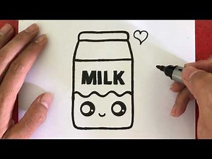 CARA MENGGAMBAR KOTAK SUSU LUCU - HOW TO DRAW A CUTE MILK BOX - HUYN DRAW CUTE