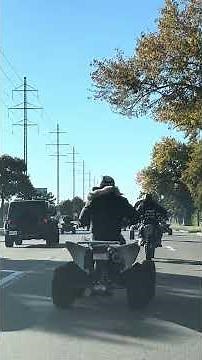 Dirt bikes and four wheelers doing stunts down 8mile #dirtbike #four-wheeling #stunts #michigan