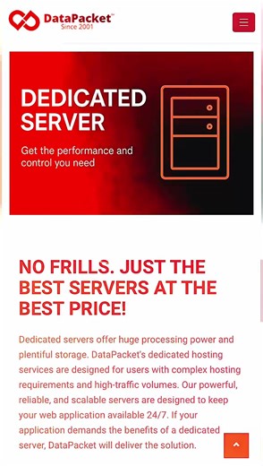 Low prices and feature-rich. Web hosting, VPS and dedicated servers - datapacket.net