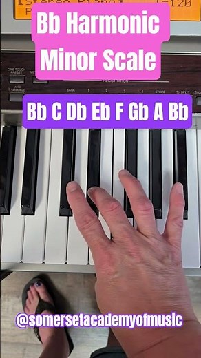 B Flat Harmonic Minor Scale 🎹 #minorscale #musicscales