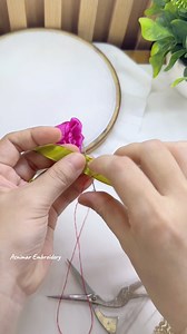 I show you how to make Ribbon Embroidery craft with design of rosebud #flowers #ribbonembroiderytutorial | Asnimar Embroidery