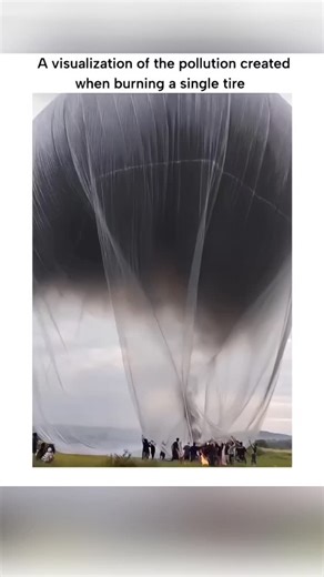 Silicon Web🆇 | Dm for Credit / Removal The video depicts a controlled demonstration where smoke from a single burning tire inflates a massive transparent... | Instagram