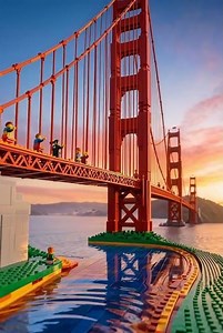 LEGO GOLDEN GATE MAGIC! 😳🔥Sunset Colors • Mini World Vibes #shorts