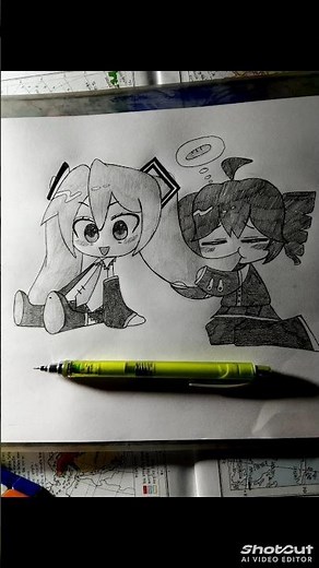 Drawing Miku VS Teto ✨ #hatsunemiku #イラスト #creativeart #DECO27 #shorts