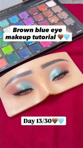 Easy Brown blue eye makeup tutorial 🤎🩵|| eye board makeup tutorial #eyemakeup #eyeboard #eyelook