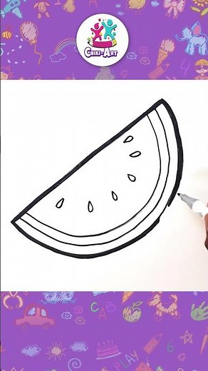 ✏️Easy Watermelon Drawing 🍉 #shorts #howtodraw #chikidoodle