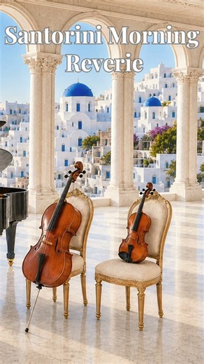 Santorini Morning Reverie 🌹 Classical Piano Trio | White Roses & Strings #shorts