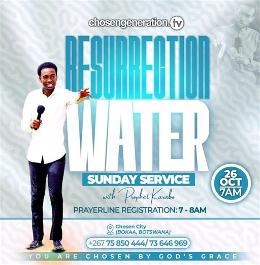 RESURRECTION WATER SUNDAY SERVICE WITH PROPHET KARABO Counting hours till we meet at the Chosen City 🌆 ⛰️ | Karabo Seelo Ministries