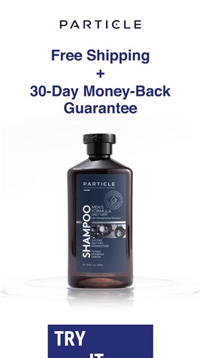Say goodbye to thinning hair! Our NEW shampoo made just for men: ☑️ Increases hair thickness & volume ☑️ Toughens hair follicles ☑️ Strengthens roots ☑️ Nourishes, soothes & protects the scalp Try it risk free, with our 30-day money-back guarantee 😎 | Particle