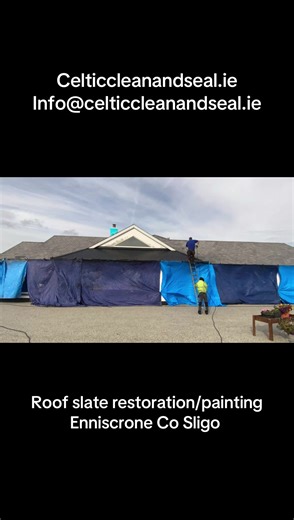 Large 30 plus’s year old bungalow slate roof chemically treated soft washed clean removing all moss algae lichen dirt & grime etc . Some minor repairs carried out , Complete roof sprayed with tegral sealer/ killer & finally 3 cotes of tegral blue black roof slat paint applied completely renewing the appearance of this beautiful home at the same time protecting the roof slates for years going forward all at a affordable price and a quick clean painless process , Tomas o Connor Celtic Clean and se