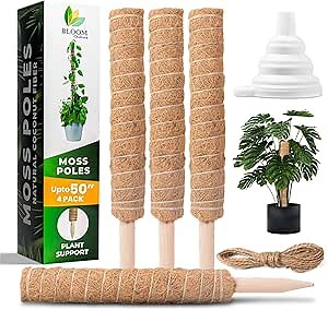 Amazon.com : 50” Tall Moss Pole Monstera Plant Support 4 in 1 – Stackable Moss Poles for Climbing Plants with Rope – Versatile Use Large Moss Pole - Easy Installation Moss Poles for Plants Indoor – Bloom Crafters : Patio, Lawn & Garden
