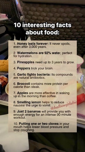 7.3K reactions · 1.5K shares | 10 interesting facts about food: #facts #food #foodie #DidYouKnow #knowledge #awareness #foodismedicine #reels #fyp #fypシ゚viralシfypシ゚viralシalシ #fbreelsfypシ゚viralfbreelsfypシ゚viral #reelsvideo #viralreels #reelsfb #fbreelsvideo | Balbino Jr Lubid | Facebook