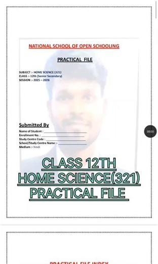 Nios class 12th home science practical file #niosassignment #nios12th(321)