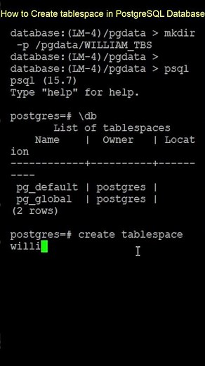 Creating Tablespace in PostgreSQL database #database