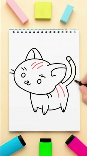How to Draw a cute Chibi Cat very easily for Kids #easydrawing #simpledrawing #art #shorts