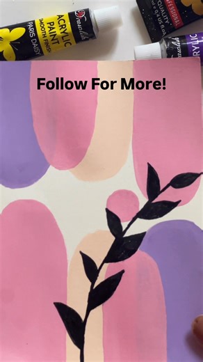 Soft Pastel Abstract Painting with Simple Leaf Design