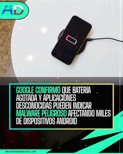 IMPORTANTES | Google informó que el agotamiento rápido de la batería y la aparición de apps desconocidas pueden ser señales reales de malware en dispositivos Android. Estos programas maliciosos trabajan en segundo plano sin permiso del usuario y consumen recursos sin que lo notes. ⚠️ Otros signos que alertan sobre una posible infección incluyen: rendimiento lento, congelamientos constantes, sobrecalentamiento aun con poco uso, aumento inesperado del consumo de datos, ventanas emergentes, cambios