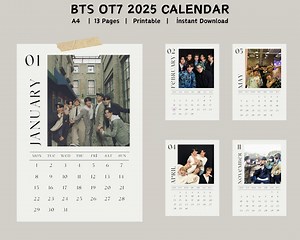 BTS Calendar | Bts 2026 Calendar | Bts Planner | Bts Calendar | Bts Notes | Bts Daily Planner | BTS | Bts Weekly Planner | Digital Dowload - Etsy