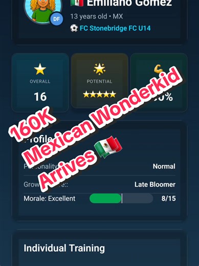 The scout discovered an incredible young defender in Mexico. The deal was sealed for £160K plus £20K in scouting expenses. Emiliano Gomez, just 13 years old, is the club’s new rising star, a central defender with huge potential. The £160K covered the cost of relocating his entire family from Mexico to the UK.#FootballManager #Wonderkid #YouthTalent #CareerMode #ScoutingStory