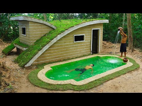 25 Days Building The Most Amazing Underground Temple House and Swimming Pool