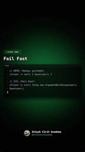 Temiz bir kod: Fail Fast Prensibi #yazılım #cleancode #dotnet #csharp #shorts #softwarearchitect