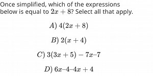 Once simplified, which of the expressions below is equal to 2x ... | Filo