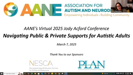 Watch AANE’s 2025 Virtual Jody Acford Conference: Navigating Public & Private Supports for Autistic Adults Online | Vimeo On Demand