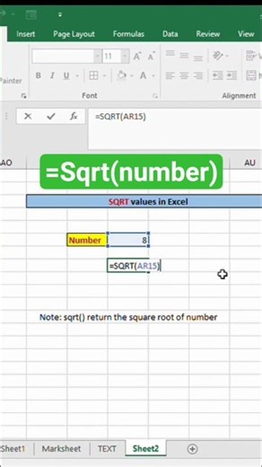 Find Sqrt of a number #excel #excelformula #excelfunction #exceltips #exceltutorial #exceltricks
