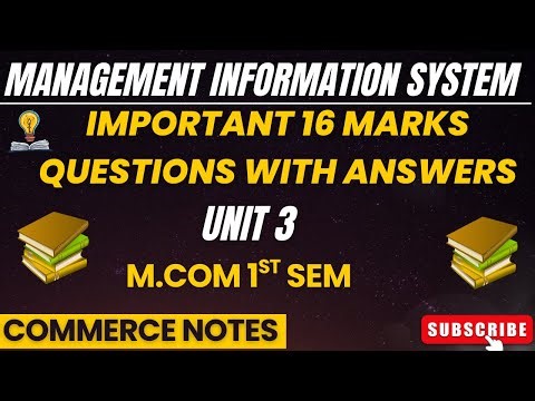 Management Information System Unit 3 | Important 16 Marks Questions with Answers | M.Com 1ST SEM PU