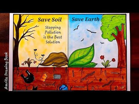 Soil Pollution Drawing | Save Soil Drawing Easy | Environmental Pollution | Land Pollution Drawing
