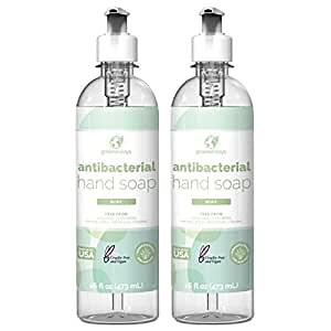 Greenerways Antibacterial Hand Soap | Made in USA | Mint Liquid Hand Soap with Pump and Soothing Aloe Vera | Sulfate-Free, Paraben-Free, Cruelty-Free, Vegan Hand Wash (16 Fl Oz (2 Pack) - Mint)