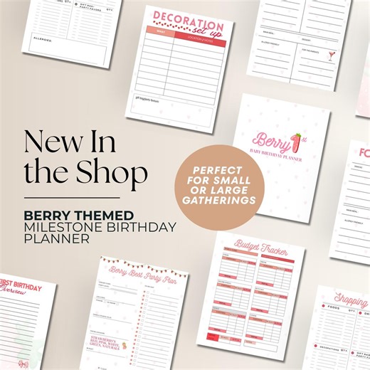 Berry First Birthday Planner Digital Template - Etsy