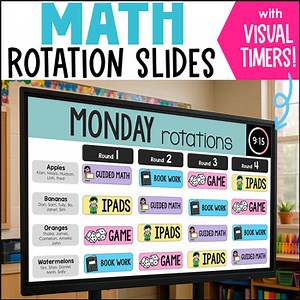 Math Center Rotation Slides Small Group Rotation Chart w/ Visual Timers & Images